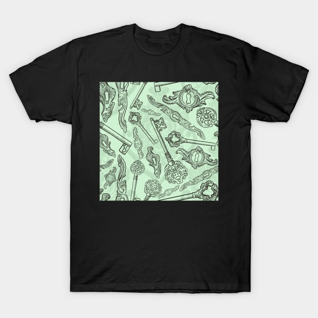 Rococo locks and keys pattern design T-Shirt by nobelbunt